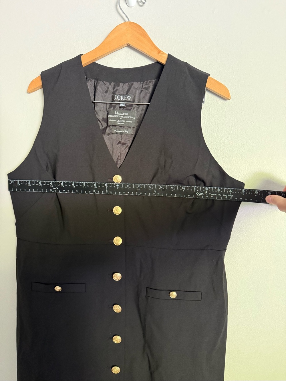 J. Crew Women’s 20 Dress Black Midi Sheath Dress with Gold Buttons - Picture 7 of 8